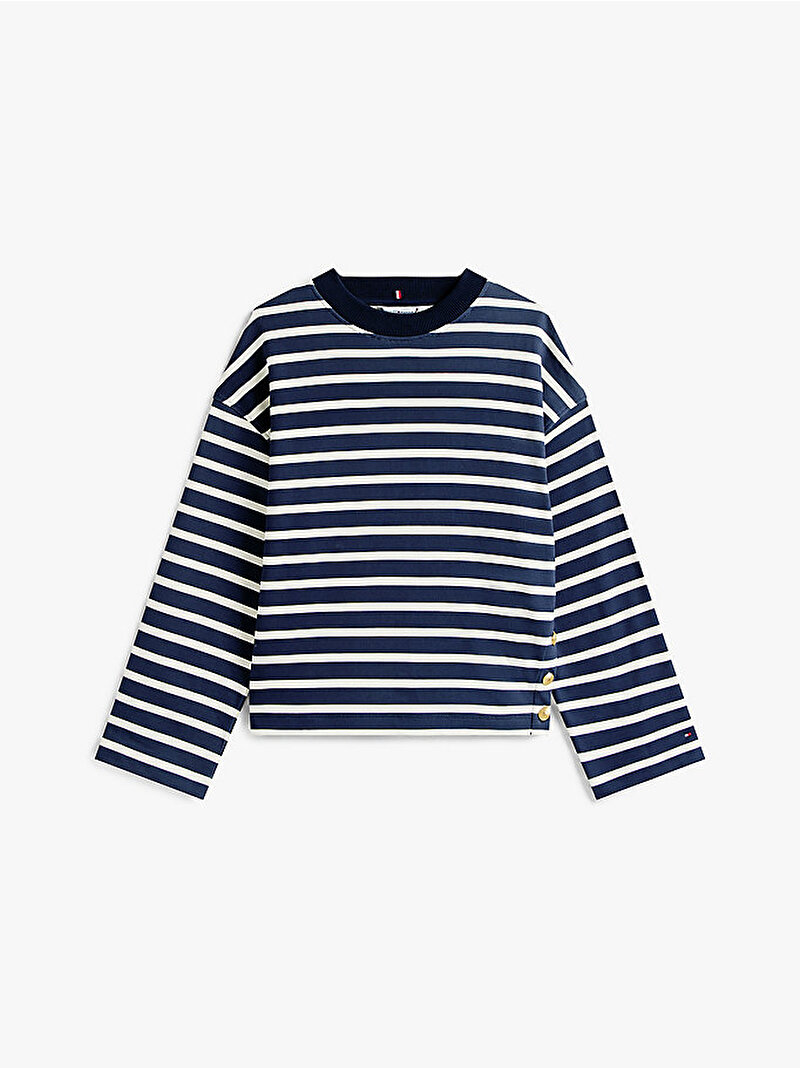 Kadın Gold Button Terry Sweatshirt Lacivert WW0WW475070Y7