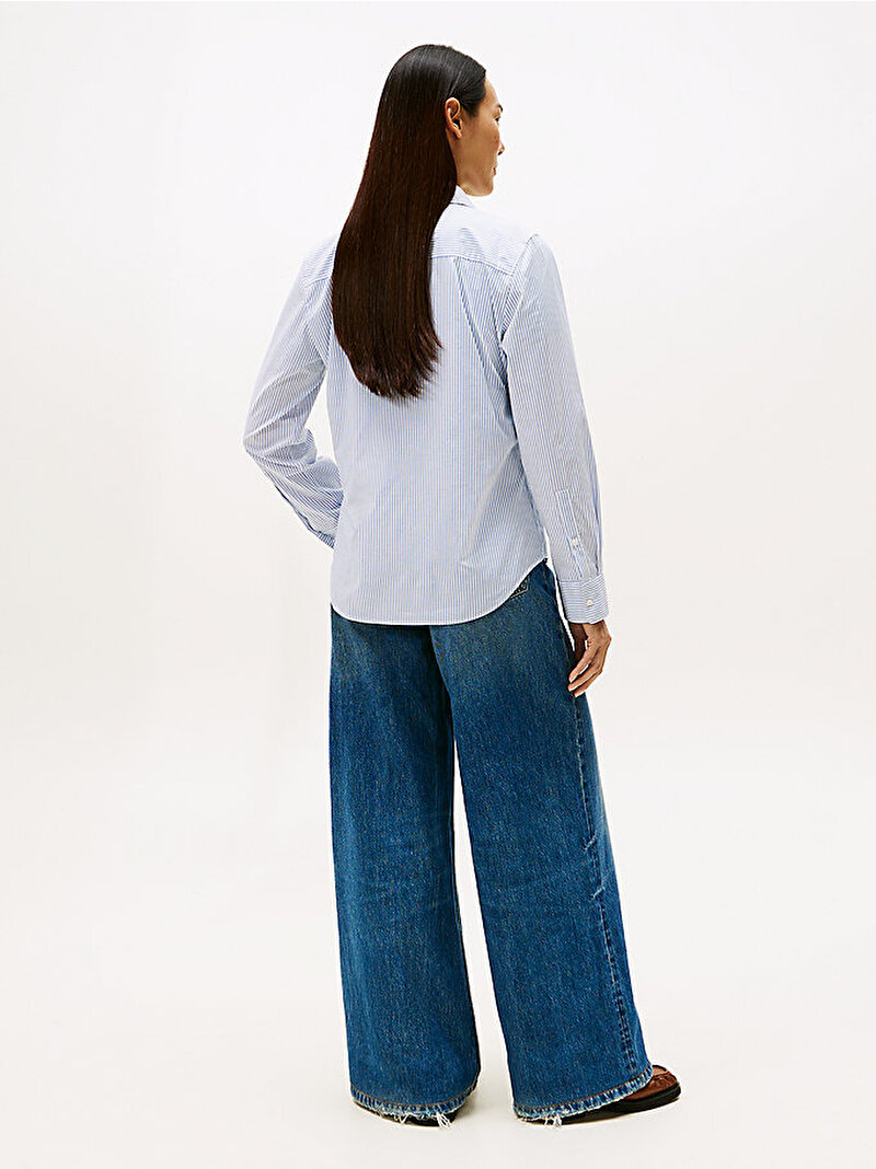 Kadın Essential Poplin Easy Fit Gömlek Mavi  WW0WW471690X7