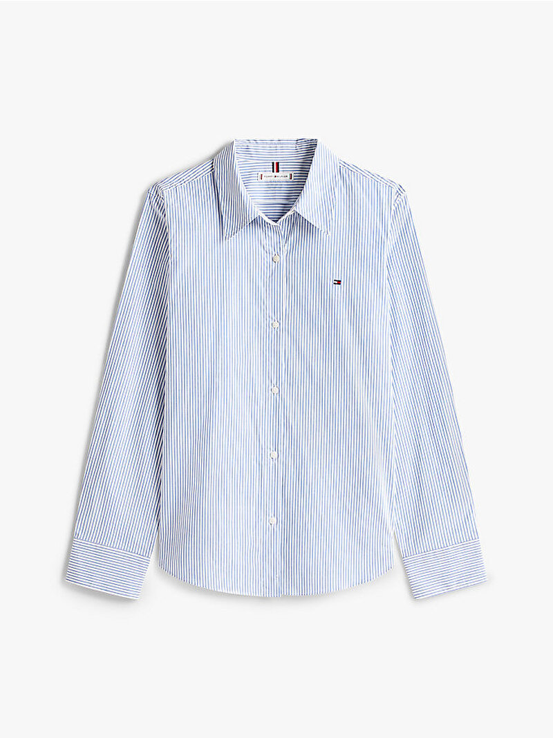 Kadın Essential Poplin Easy Fit Gömlek Mavi  WW0WW471690X7