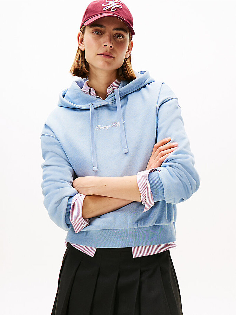 Kadın Classic Fleece Sweatshirt Mavi  WW0WW474590ZR