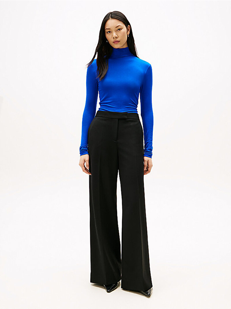 Kadın Slim Soft Roll-nk T-shirt Mavi  WW0WW48268C65