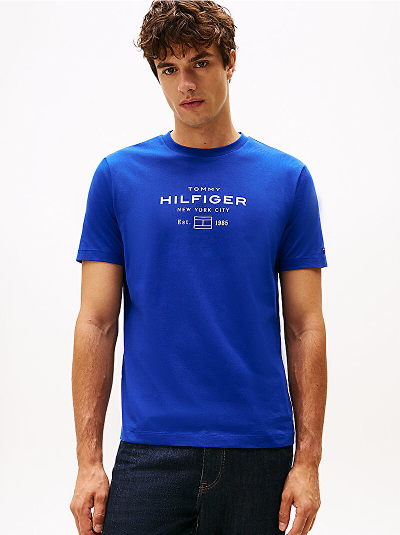 Erkek Essential Stack Graphic T-shirt Mavi  MW0MW40002D03