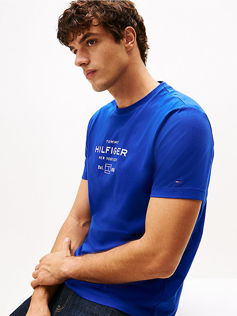 Erkek Essential Stack Graphic T-shirt Mavi  MW0MW40002D03