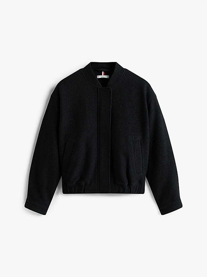 Kadın Wool Texture Regular Bomber Ceket Siyah WW0WW45724BDS