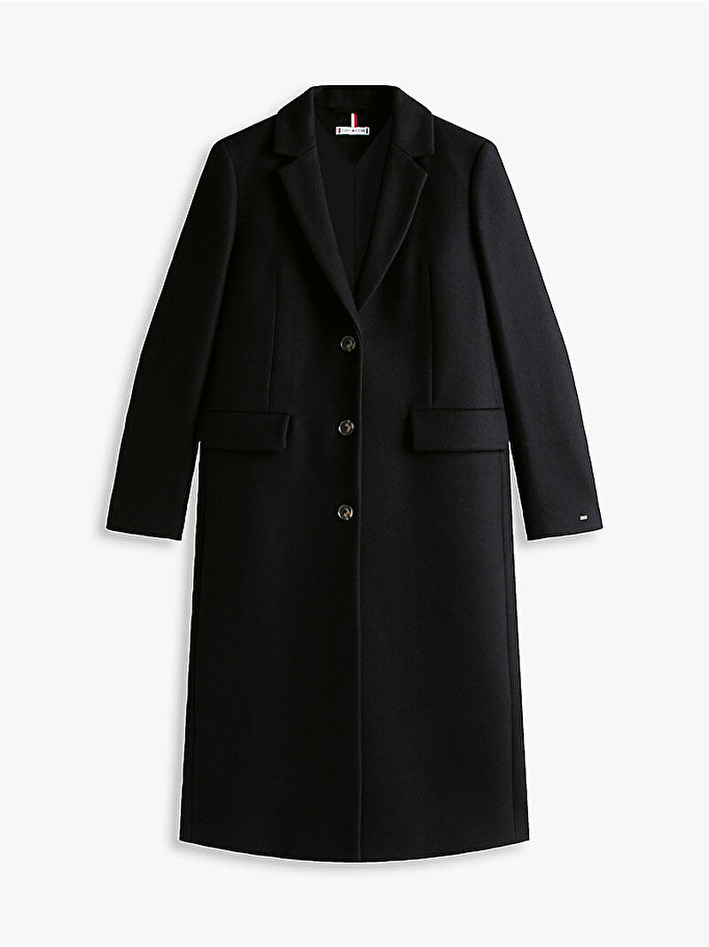 Kadın Classic Wool Regular Kaban Siyah WW0WW47445BDS