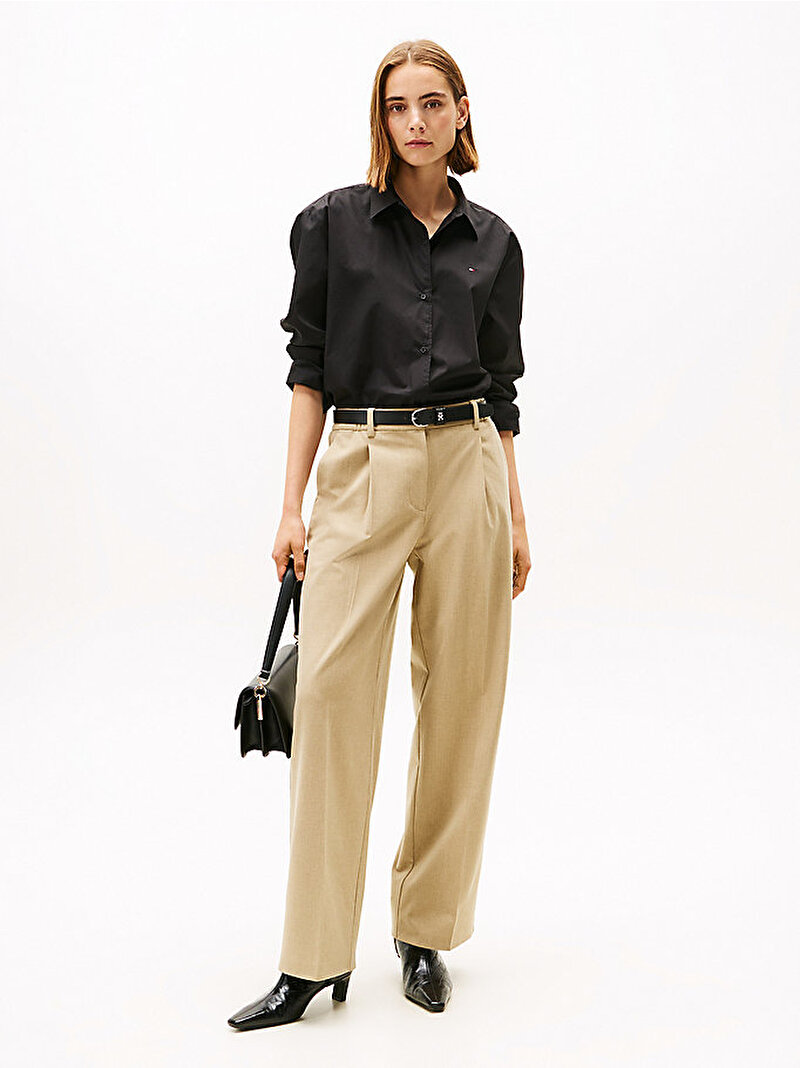 Kadın Essential Poplin Easy Fit Gömlek Siyah WW0WW45612BDS