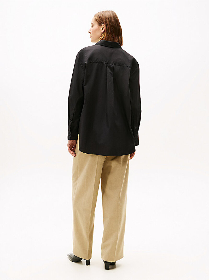 Kadın Essential Poplin Easy Fit Gömlek Siyah WW0WW45612BDS