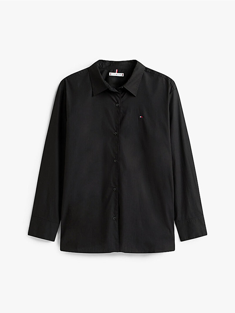 Kadın Essential Poplin Easy Fit Gömlek Siyah WW0WW45612BDS