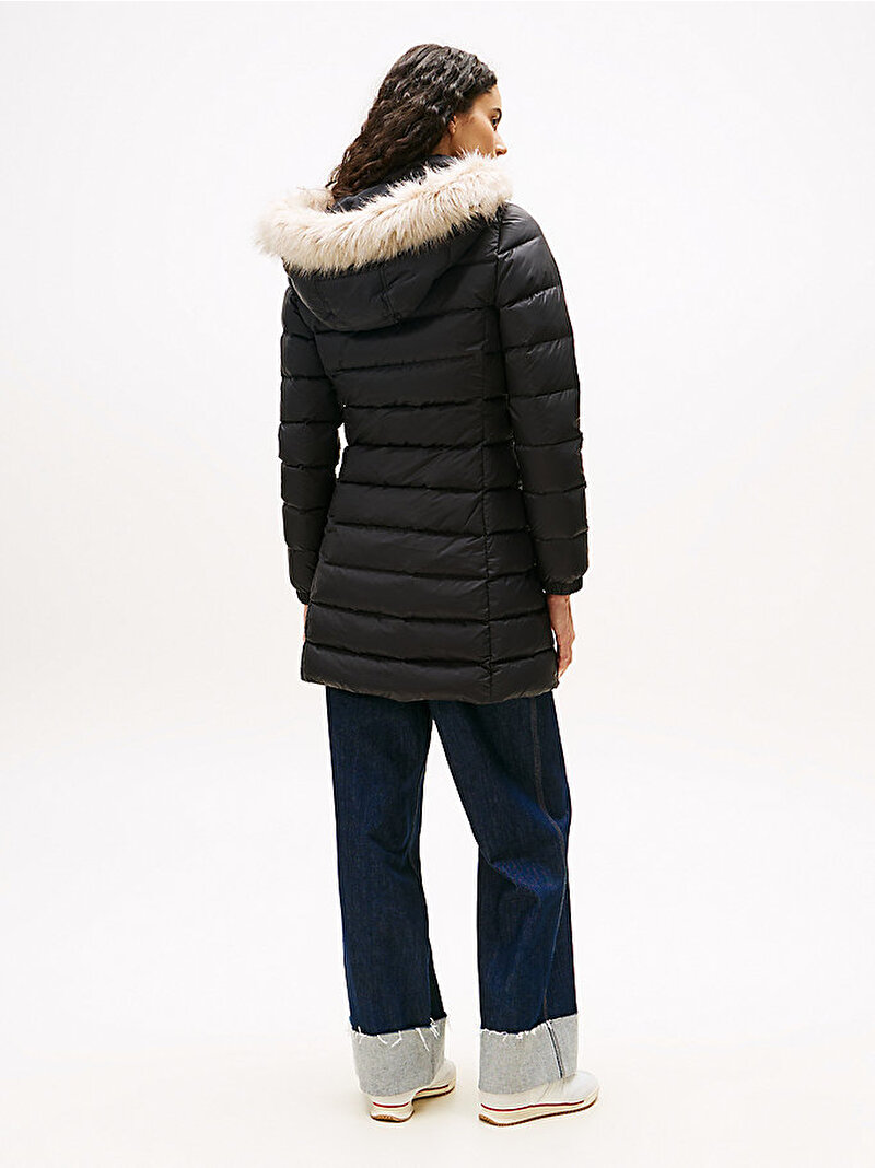 Kadın TJW Essential Hooded Puffer Mont Siyah DW0DW18864BDS