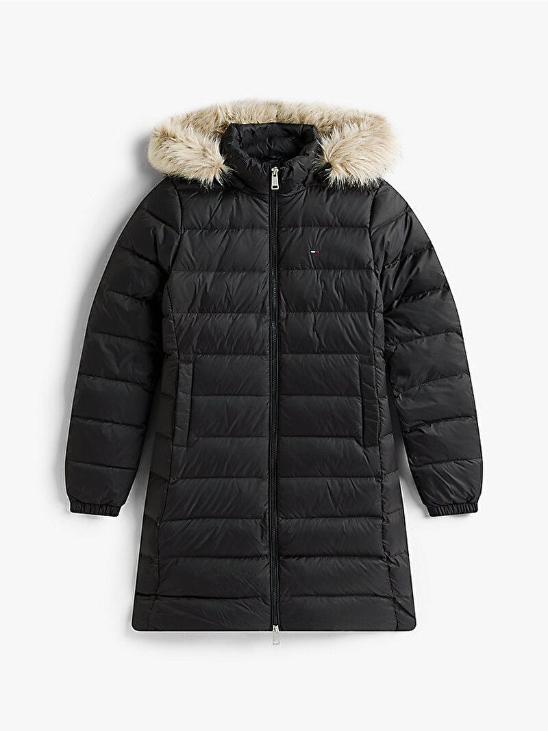 Kadın TJW Essential Hooded Puffer Mont Siyah DW0DW18864BDS