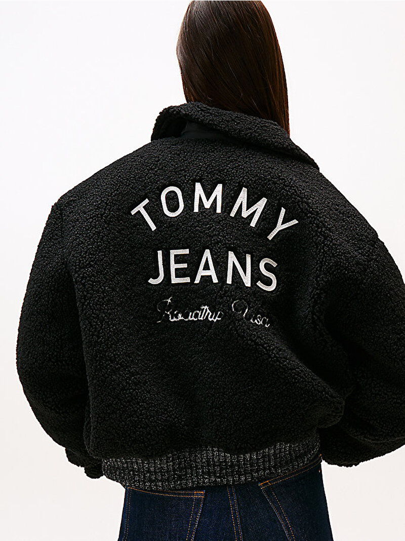 Kadın TJW Teddy Varsity Bomber Ceket Siyah DW0DW21666BDS