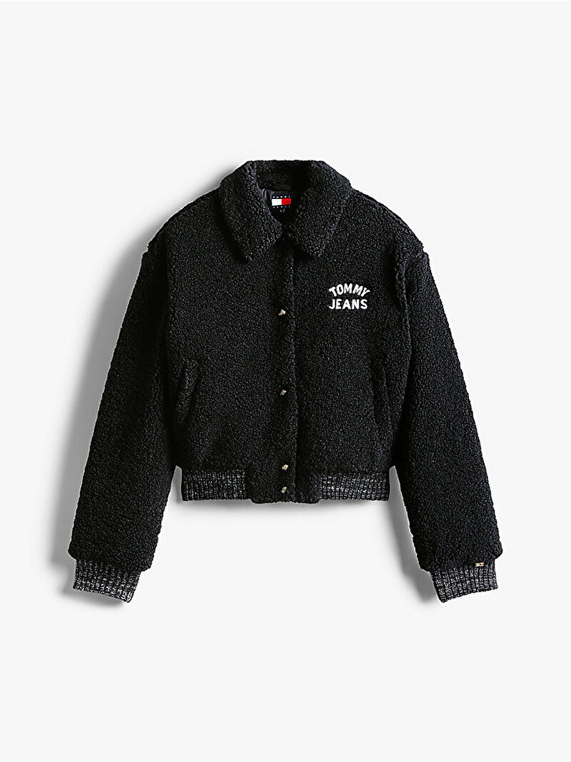Kadın TJW Teddy Varsity Bomber Ceket Siyah DW0DW21666BDS