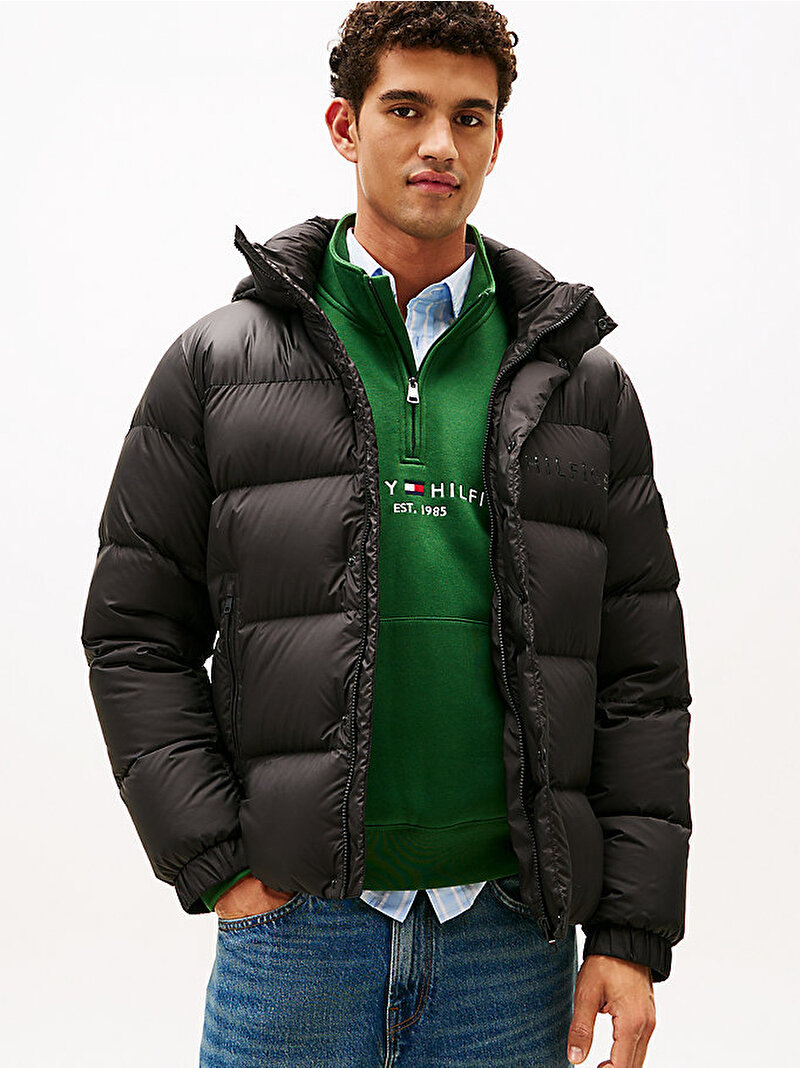 Erkek Mix down Hooded Puffer Mont Siyah MW0MW40613BDS