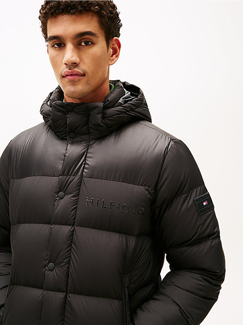 Erkek Mix down Hooded Puffer Mont Siyah MW0MW40613BDS