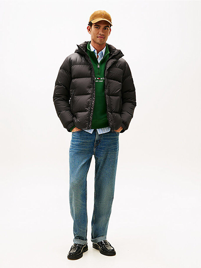 Erkek Mix down Hooded Puffer Mont Siyah MW0MW40613BDS