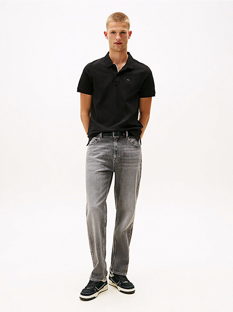 Erkek TJM Slim Placket Polo T-shirt Siyah DM0DM20676BDS