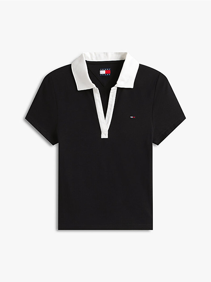 Kadın TJW Slim Contrast Polo T-shirt Siyah DW0DW17225BDS