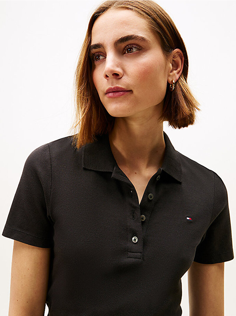 Kadın 1985 Regular Pique Polo T-shirt Siyah WW0WW43225BDS