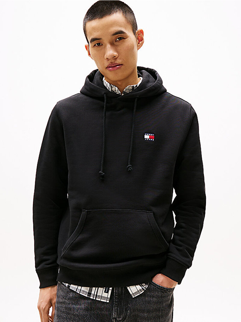 Erkek TJM Regular Badge Hoodie Siyah DM0DM20258BDS