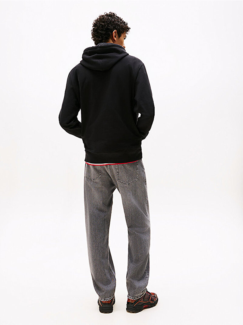 Erkek TJM Regular Flag Hoodie Siyah DM0DM22092BDS