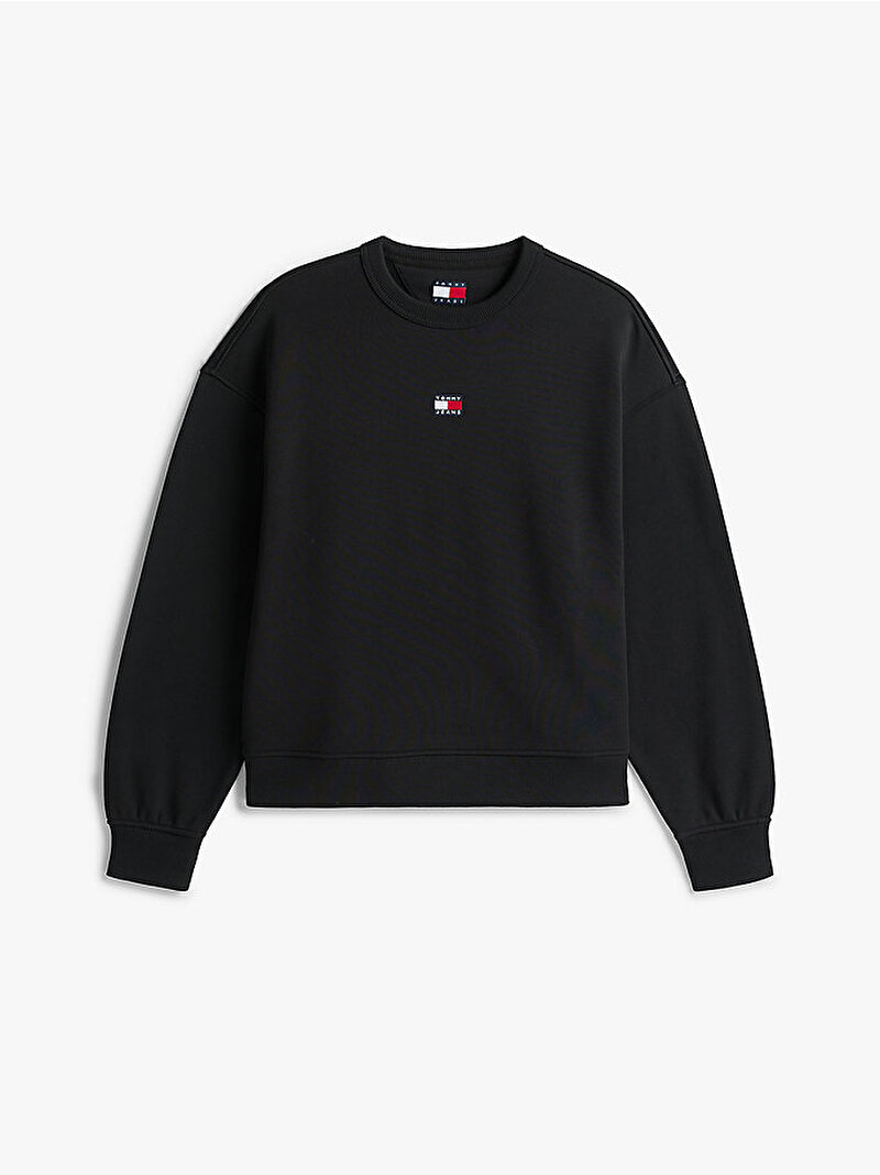 Kadın TJW Boxy Badge Crew Sweatshirt Siyah DW0DW17325BDS
