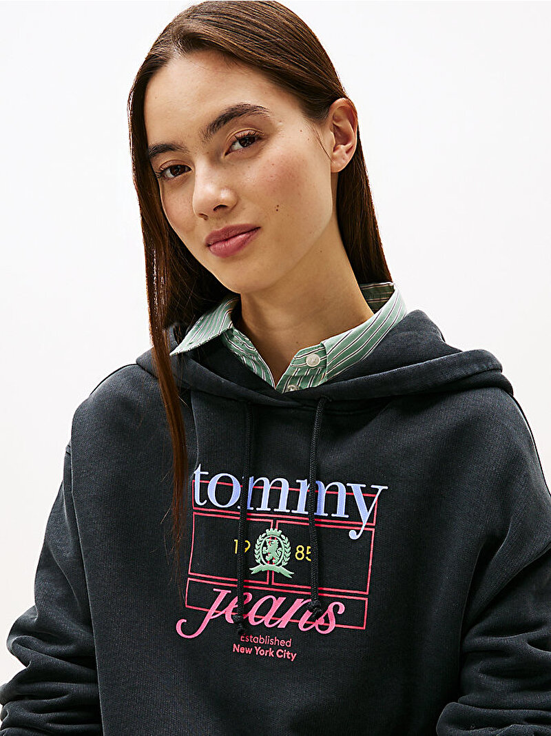 Kadın TJW Crest Flag Hoodie Siyah DW0DW22169BDS