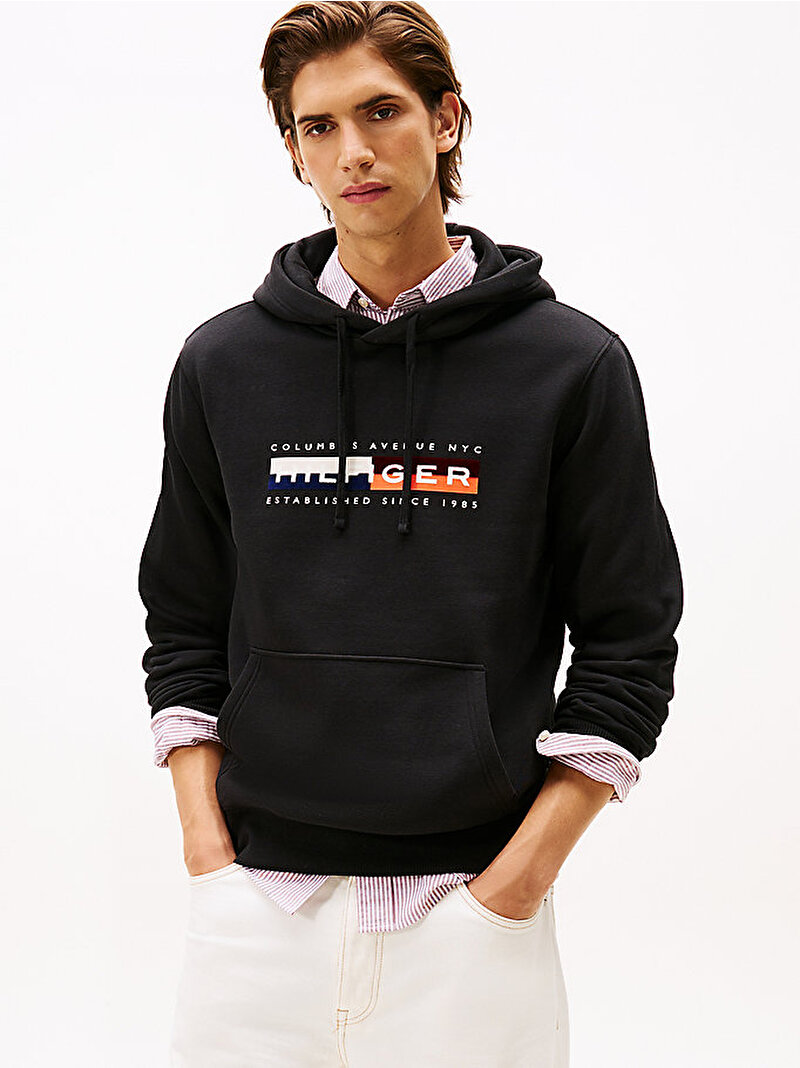 Erkek TH Colour Black Graphic Sweatshirt Siyah MW0MW40041BDS