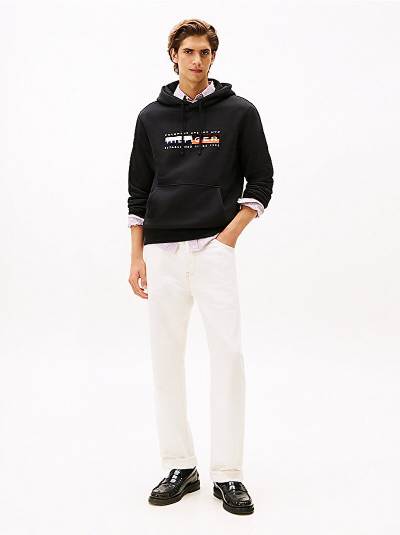 Erkek TH Colour Black Graphic Sweatshirt Siyah MW0MW40041BDS
