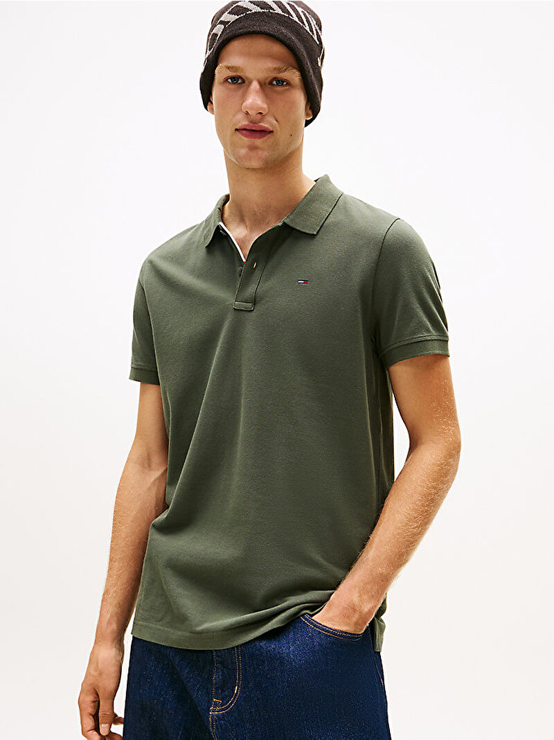 Erkek TJM Slim Placket Polo T-shirt Yeşil DM0DM20676MRH