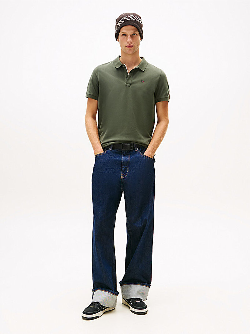 Erkek TJM Slim Placket Polo T-shirt Yeşil DM0DM20676MRH
