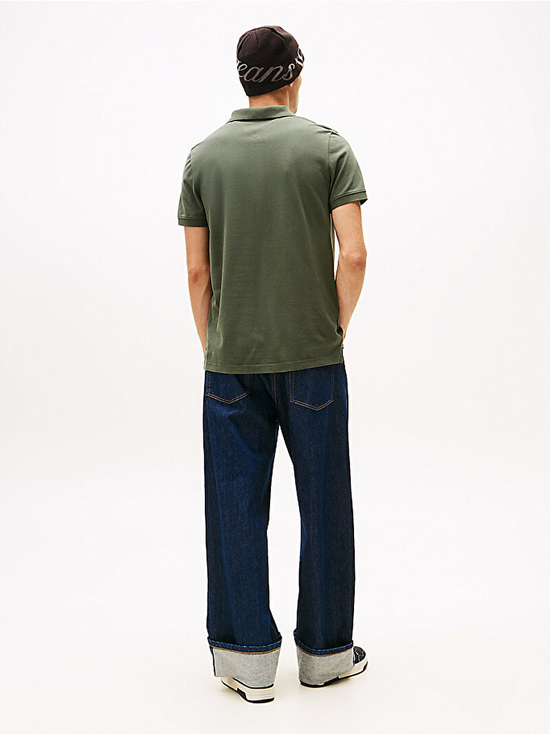 Erkek TJM Slim Placket Polo T-shirt Yeşil DM0DM20676MRH