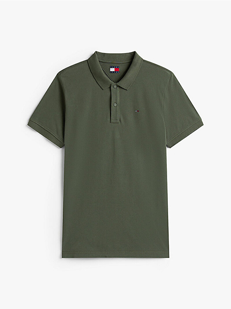 Erkek TJM Slim Placket Polo T-shirt Yeşil DM0DM20676MRH