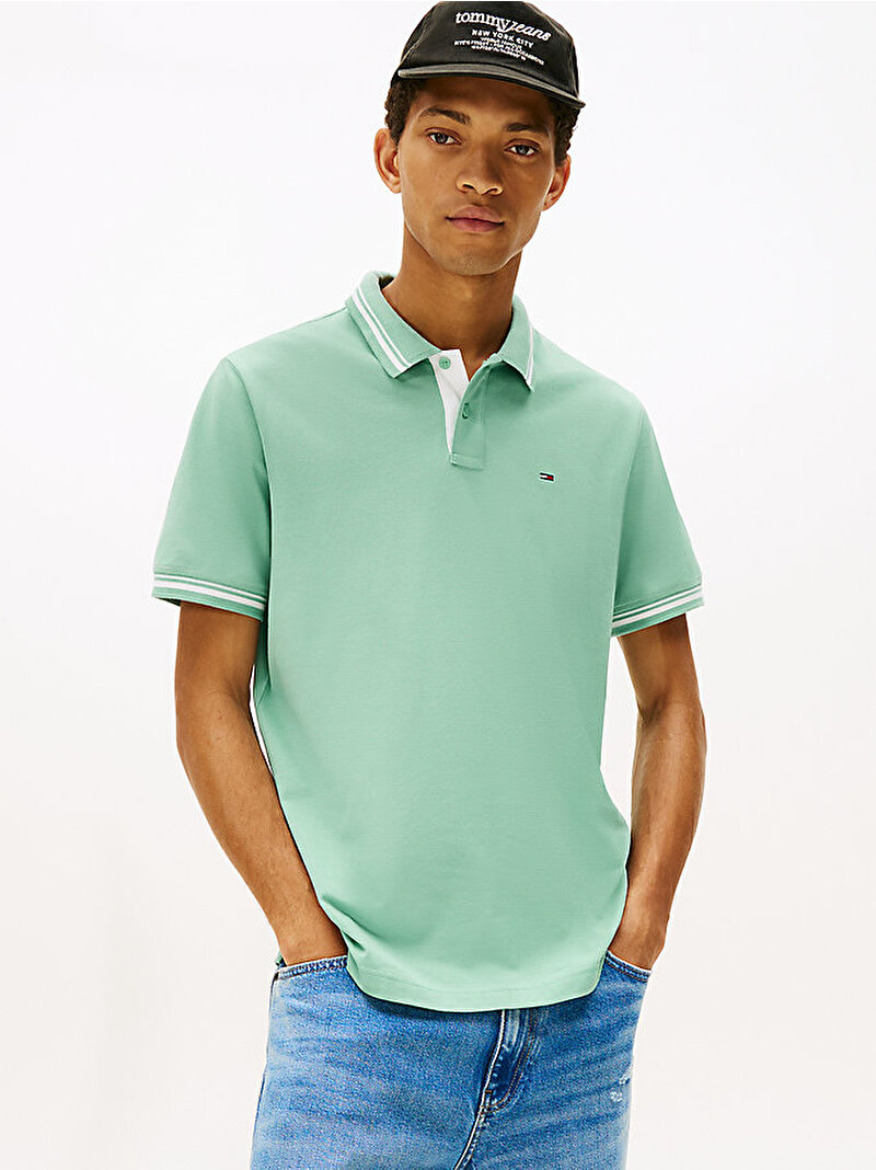 Erkek TJM Regular Tipped Polo T-shirt Yeşil DM0DM21846MAS