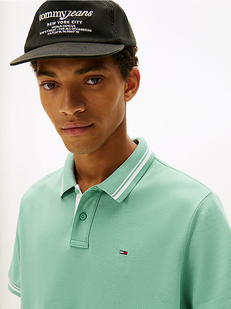 Erkek TJM Regular Tipped Polo T-shirt Yeşil DM0DM21846MAS