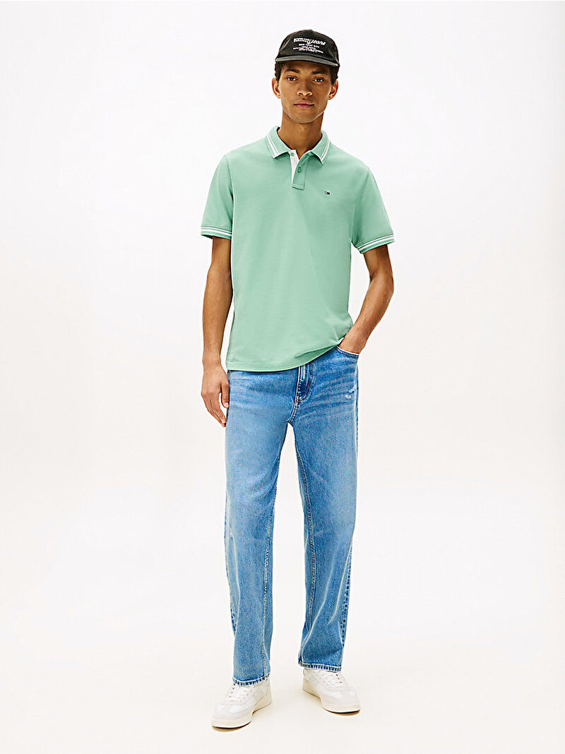 Erkek TJM Regular Tipped Polo T-shirt Yeşil DM0DM21846MAS