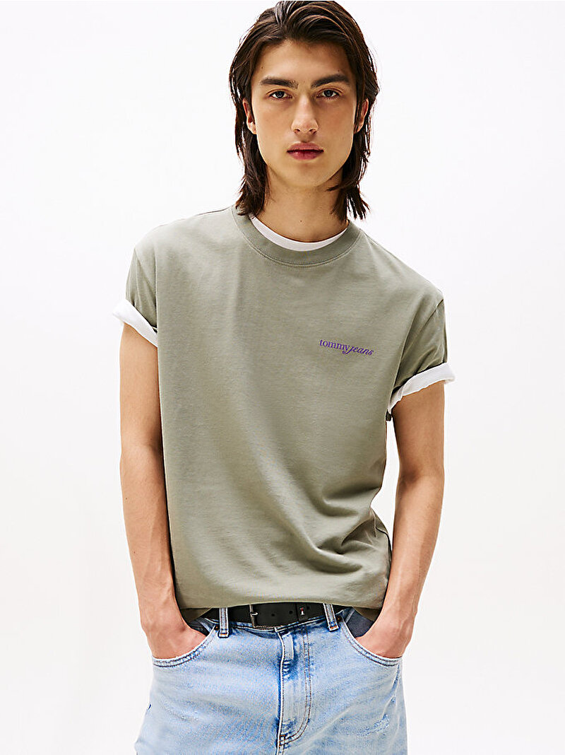Erkek TJM Regular Blur T-shirt Yeşil DM0DM21982M1L