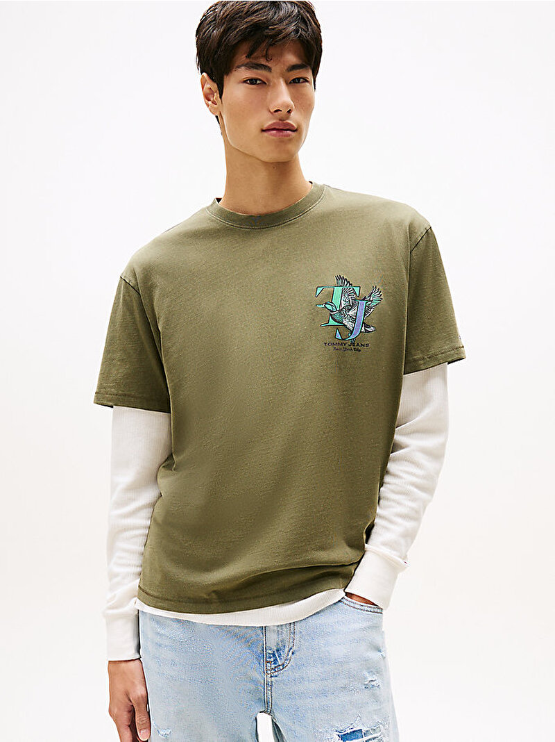 Erkek TJM Relax Novelty T-shirt Yeşil DM0DM22060MRH