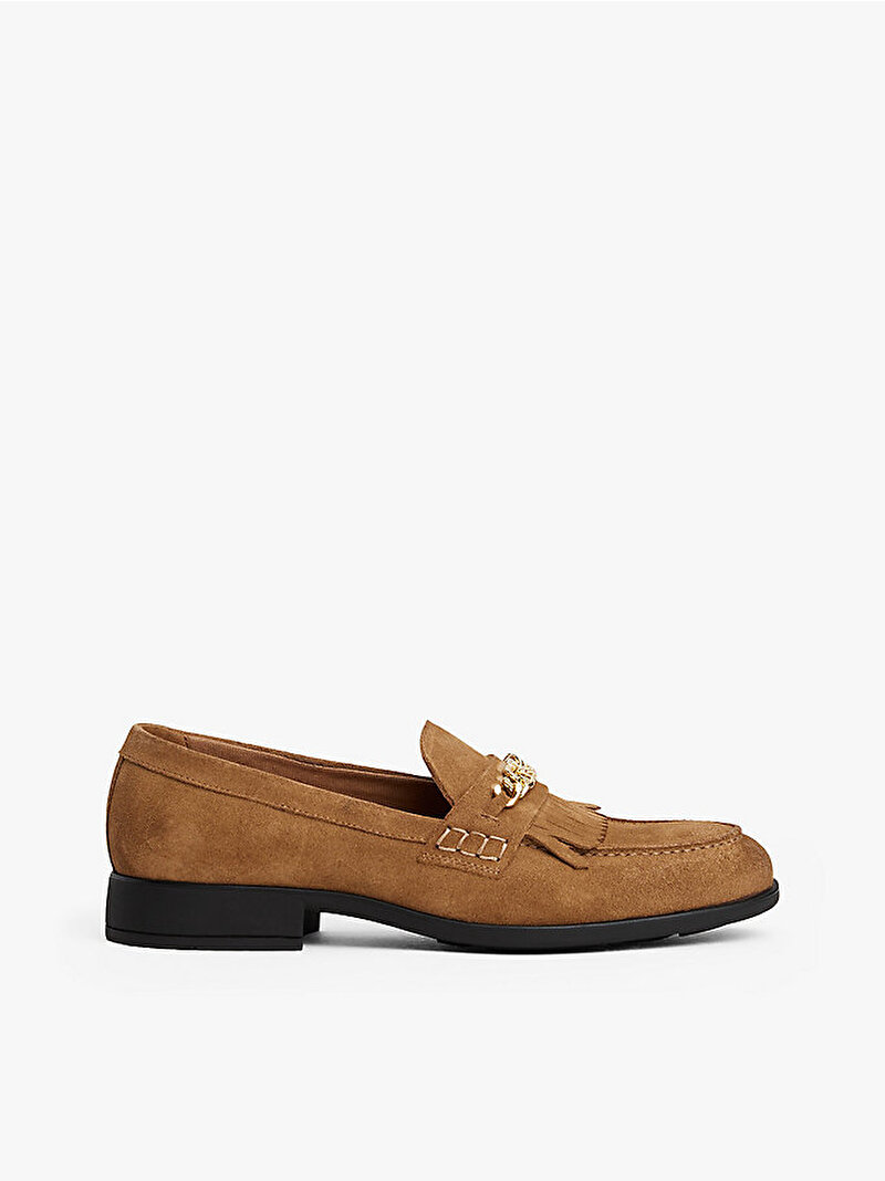Kadın TH Chain Fringe Süet Loafer Bej  FW0FW08972RBC