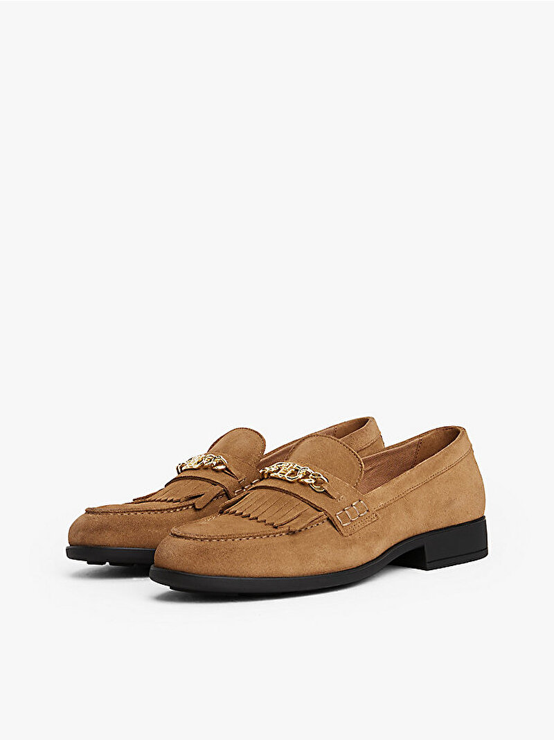 Kadın TH Chain Fringe Süet Loafer Bej  FW0FW08972RBC