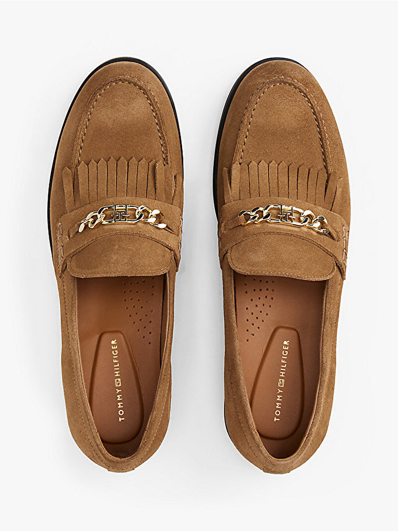 Kadın TH Chain Fringe Süet Loafer Bej  FW0FW08972RBC