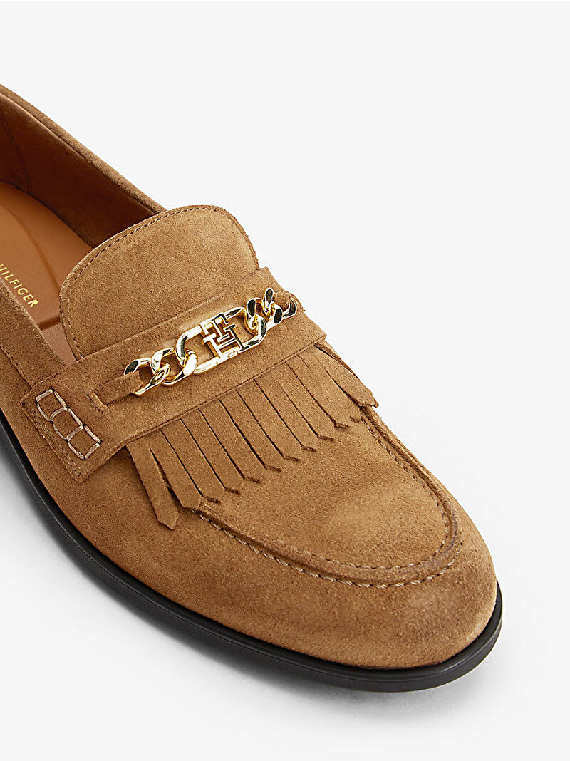 Kadın TH Chain Fringe Süet Loafer Bej  FW0FW08972RBC