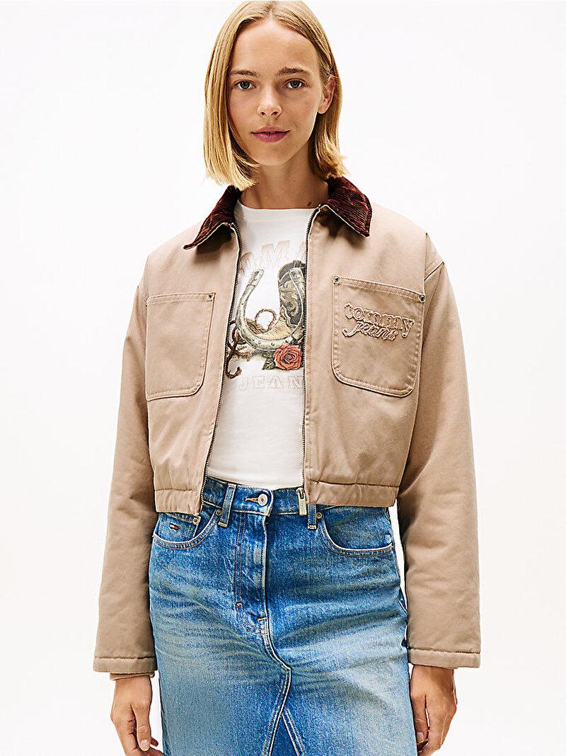 Kadın TJW Padded Crop Ceket Bej  DW0DW21665GUQ