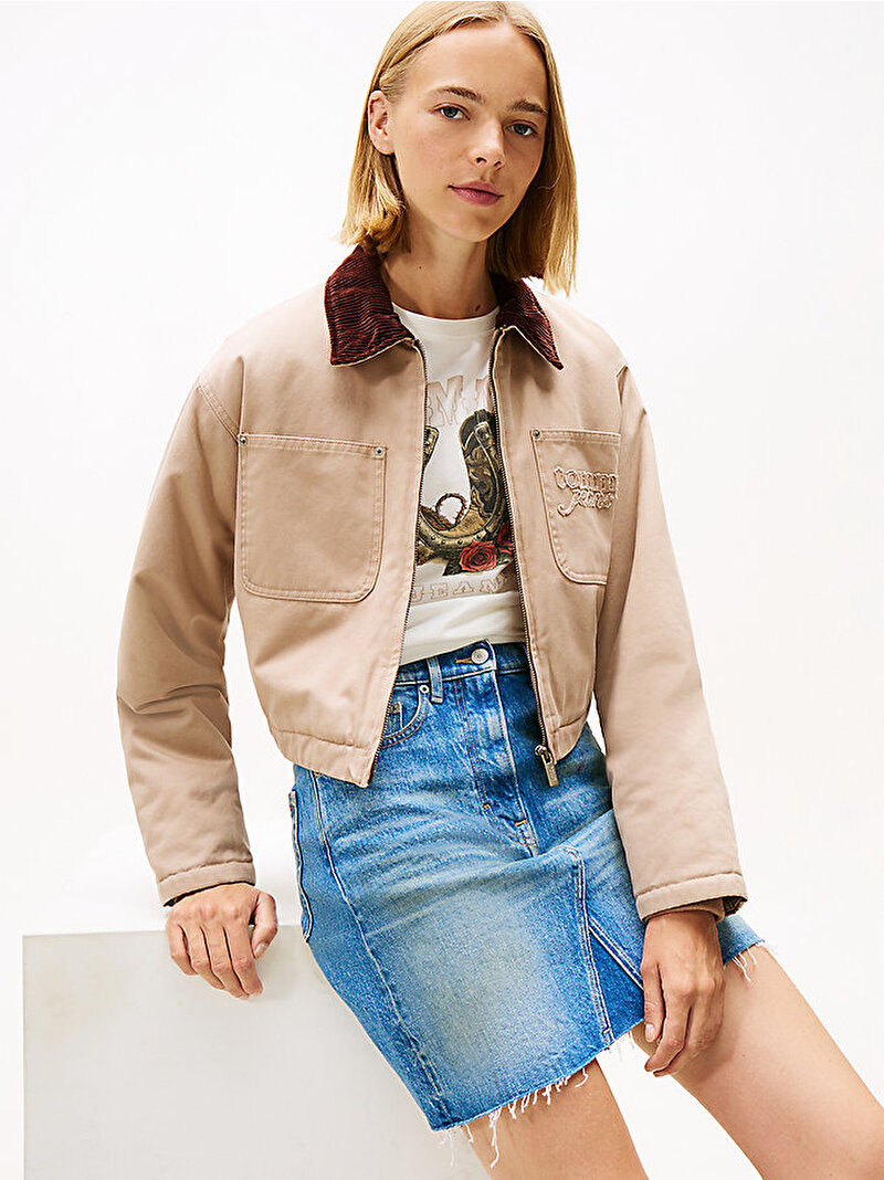 Kadın TJW Padded Crop Ceket Bej  DW0DW21665GUQ