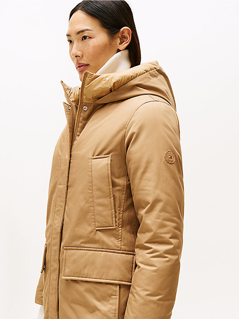 Kadın Padded Naylon Regular Parka Bej  WW0WW46533RBC