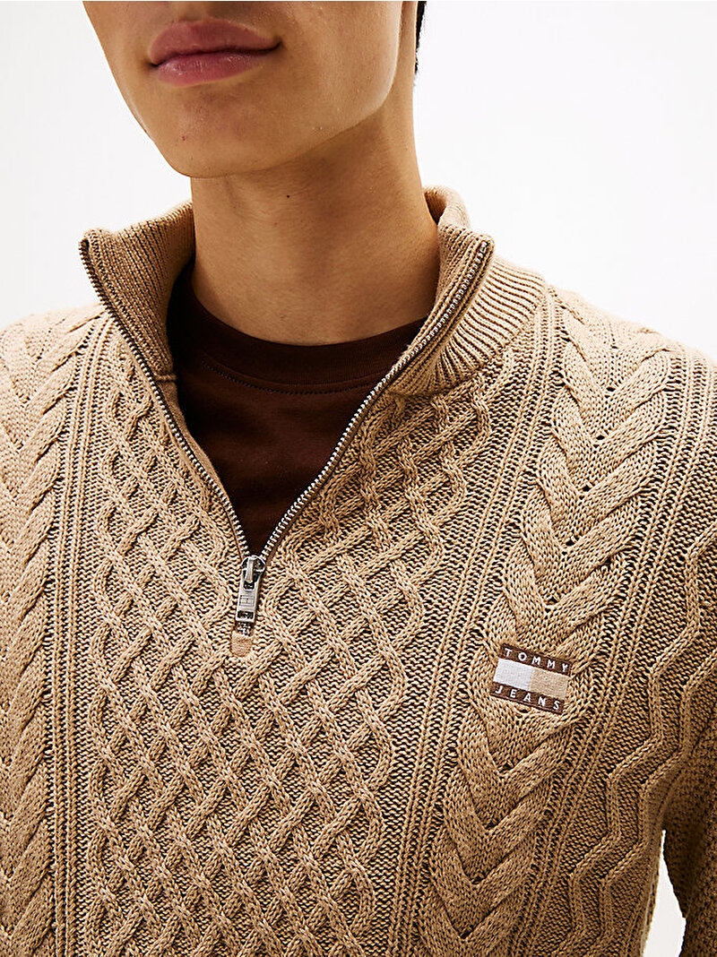 Erkek TJM Slim Badge Cable Kazak Bej  DM0DM221030HD
