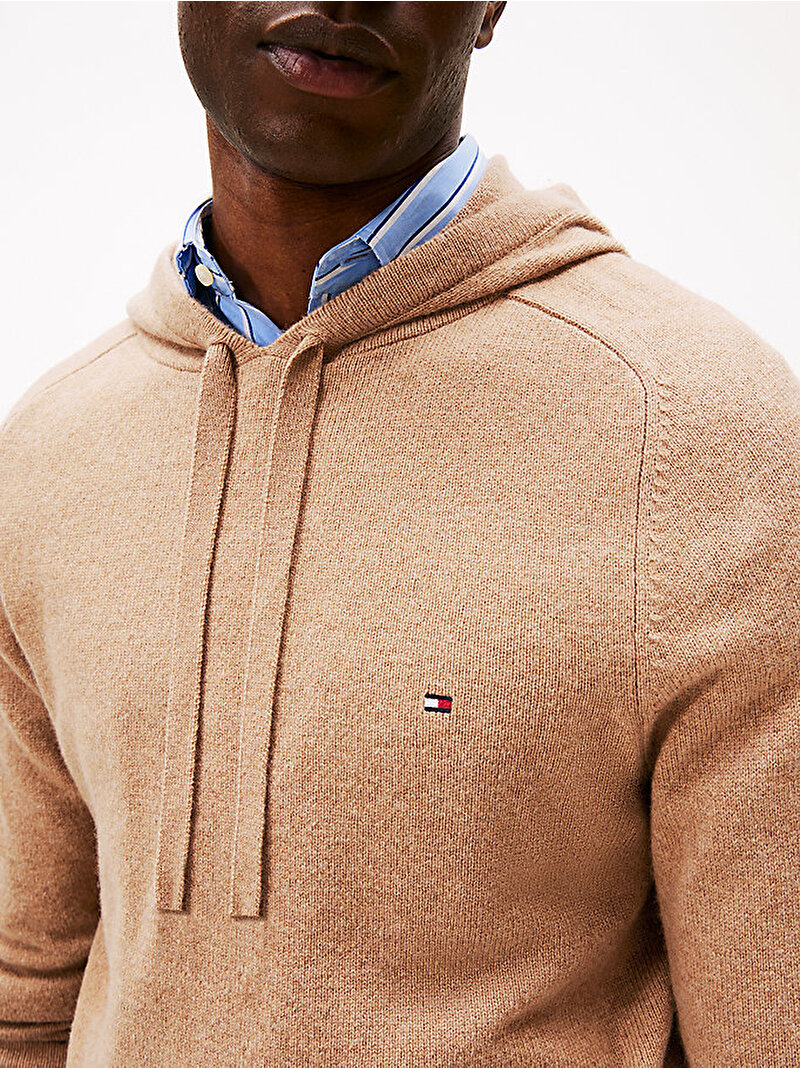 Erkek Lamswool Hoodie Kazak Bej  MW0MW40438RE5