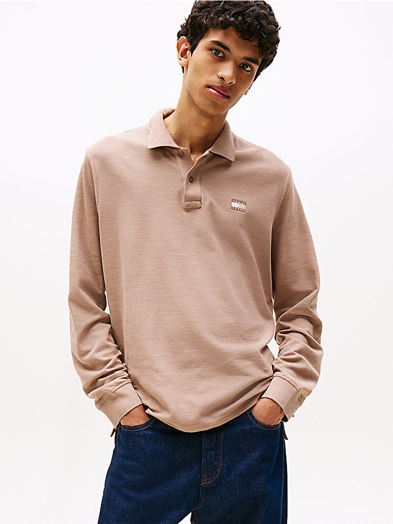 Erkek TJM Regular Badge Polo T-shirt Bej  DM0DM22125AFE