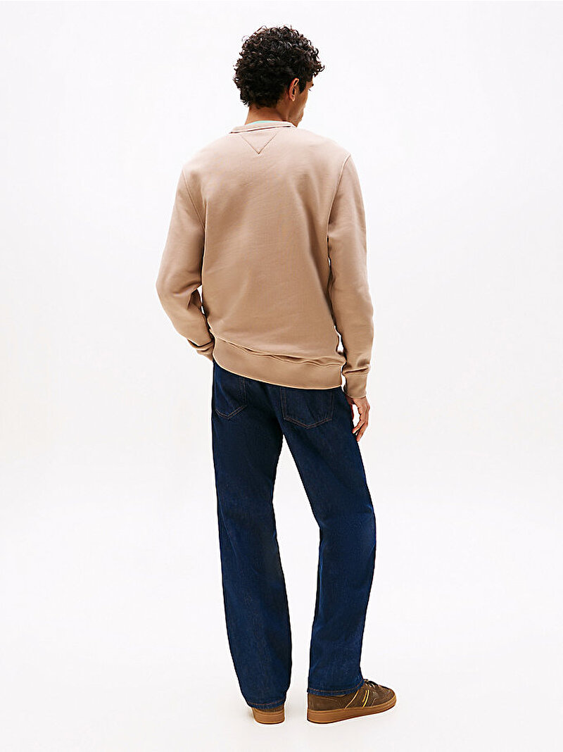 Erkek TJM Regular Badge Crew Sweatshirt Bej  DM0DM206600HD