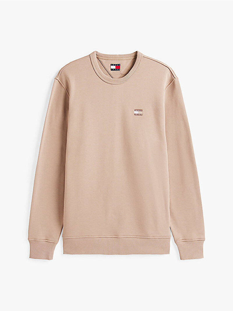 Erkek TJM Regular Badge Crew Sweatshirt Bej  DM0DM206600HD