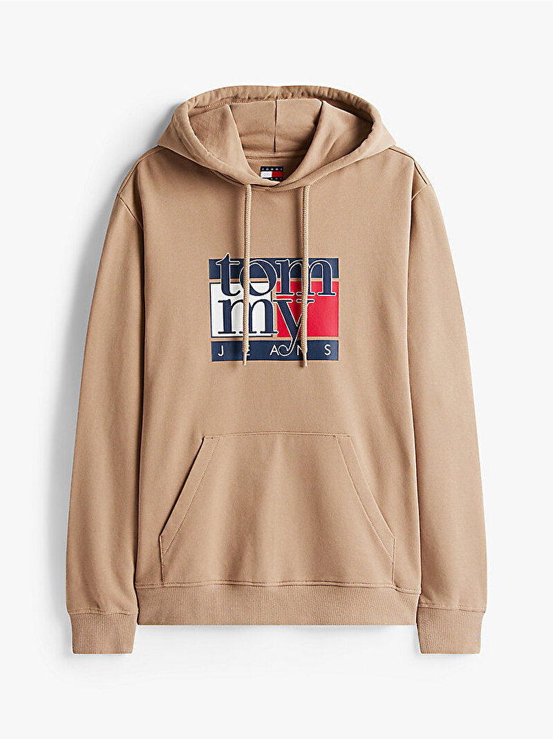 Erkek TJM Regular Flag Hoodie Bej  DM0DM22092AFE